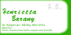 henrietta barany business card