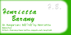 henrietta barany business card